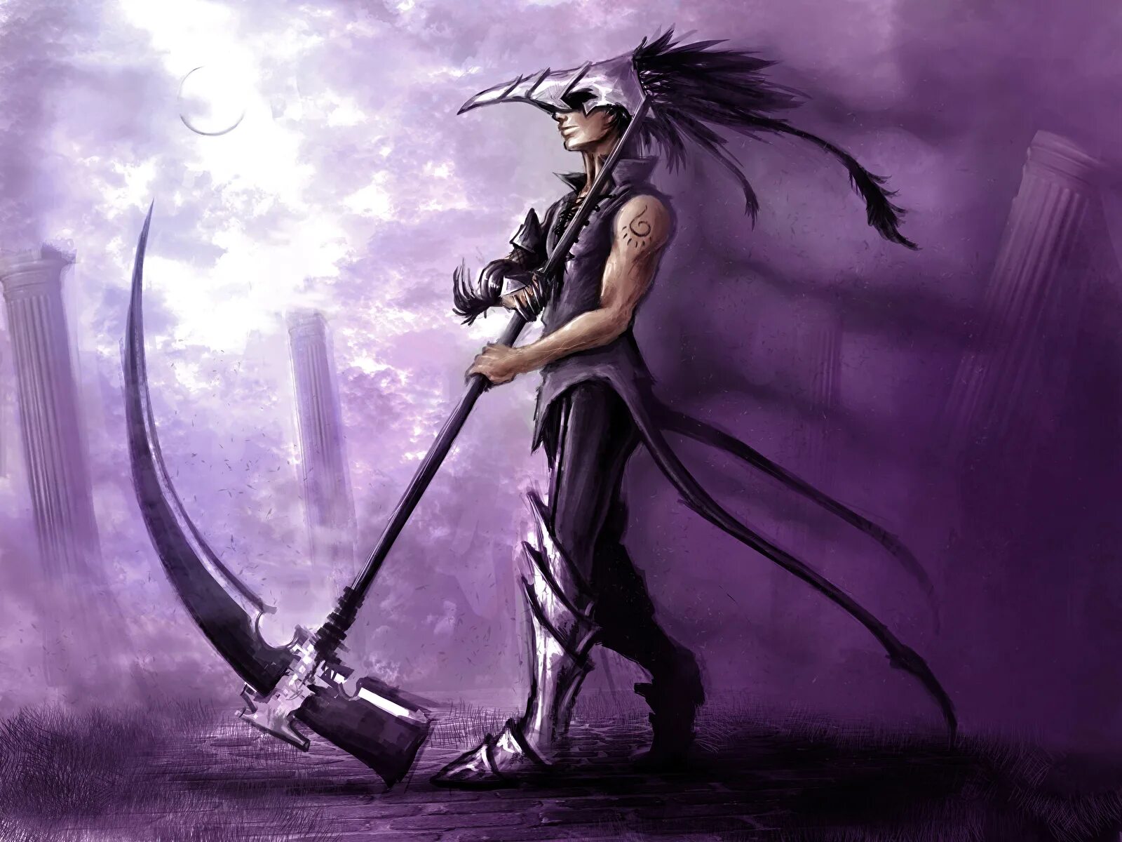коса оружие джибриль. сефирот смерть. юкливуд хеллсайт. персонаж с косой. персонажи с косой.