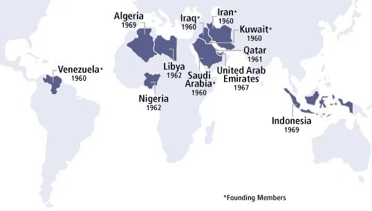 Перечислите страны опек. Страны входящие в ОПЕК на карте. Организация стран – экспортеров нефти (ОПЕК) карта.