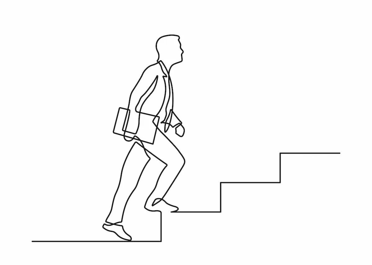 Человек поднимается в лифте совершается ли работа. Человек шагает по ступеням. силуэт человека на лестнице. ступеньки рисунок. человечек идет по лестнице.