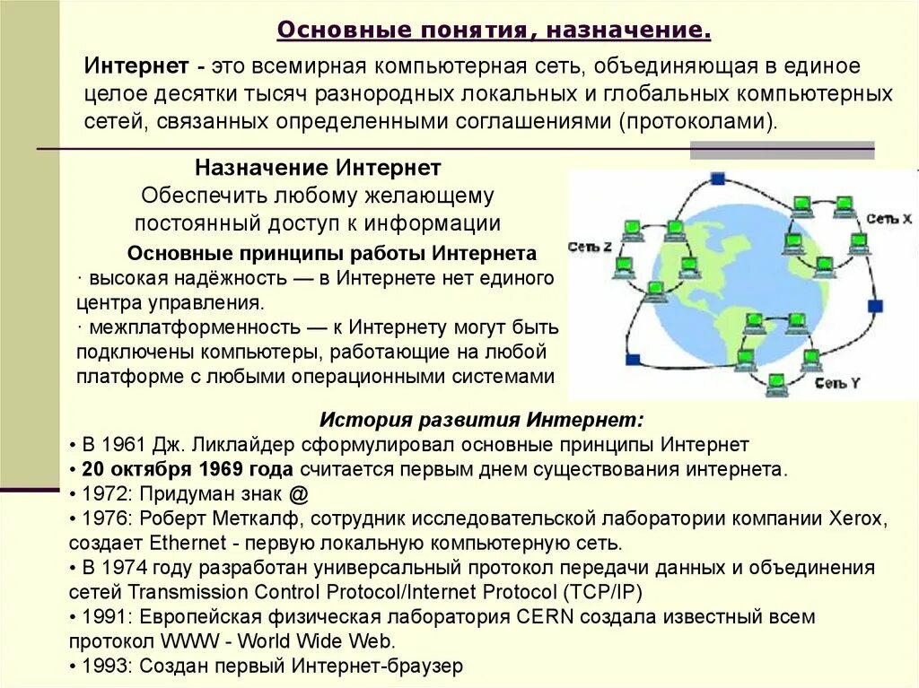 Принцип работы компьютерных сетей. Интернет основные понятия. Основные понятия глобальных компьютерных сетей. Глобальная сеть интернет Назначение. Основные сети тест