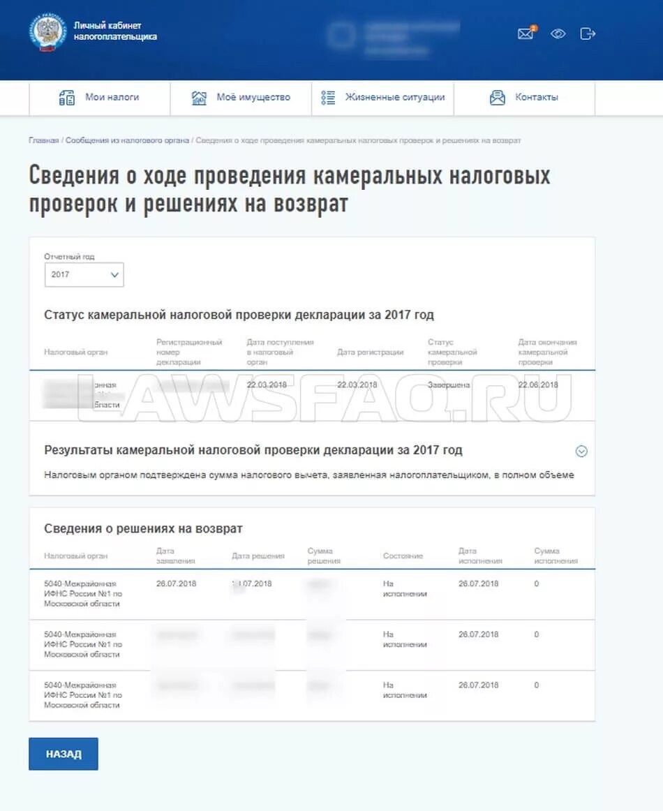 Ход камеральной проверки. Сведения о камеральной проверке. Статус декларации возврат. Статусы декларации.