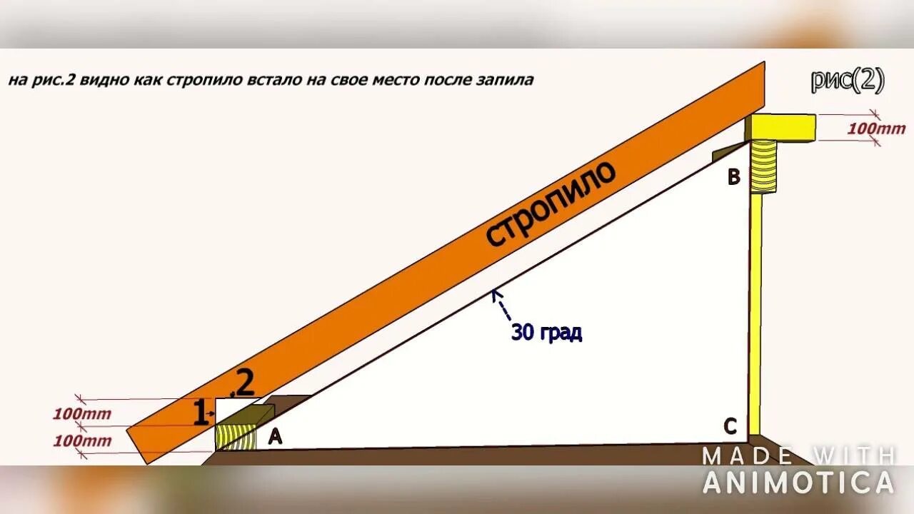Как запиливать угол стропил. Правильный запил стропил односкатной крыши. Разметка под стропила. Крепление стропил на мауэрлат. Запилить стропила.