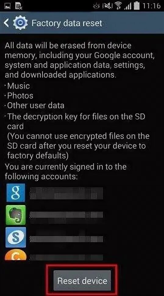 Factory reset all. Factory data reset.