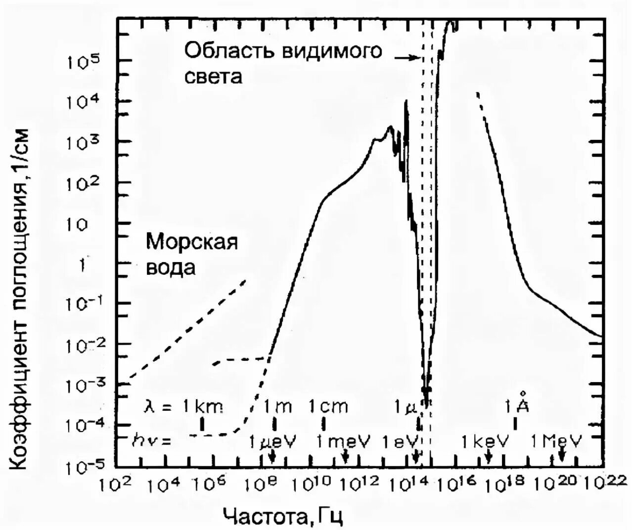 Коэффициент поглощения СВЧ излучения. Спектр поглощения воды в СВЧ диапазоне. Коэффициент поглощения электромагнитного излучения. Поглощение радиоволн водой. Вода поглощает свет