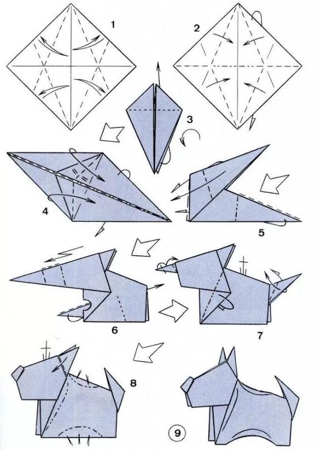 Складывание из бумаги. Оригами щенок схема. Схема оригами собачка. Оригами собачка из бумаги для детей. Оригами животное из бумаги пошаговой инструкции.