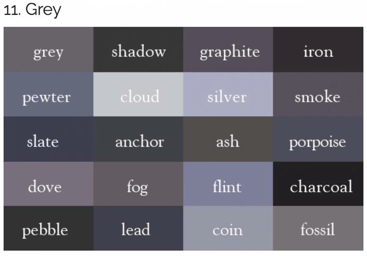 Green перевод на русский. Оттенки серого цвета. Оттенки серого цвета на английском. Оттенки черного названия. Оттенки цветов на английском.