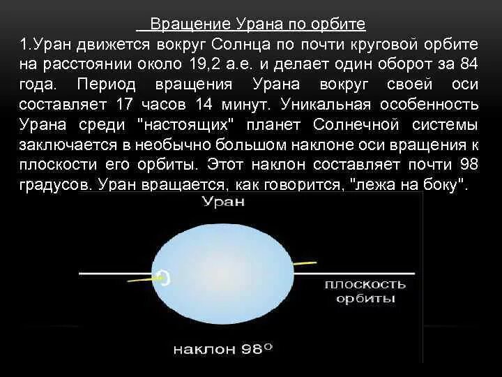 Период обращения нептуна вокруг. Уран вращение вокруг оси. Движение урана вокруг солнца. Период вращения по орбите Уран. Уран оборот вокруг солнца.