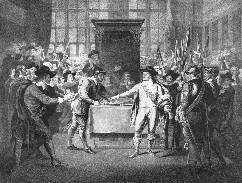 3 протекторат кромвеля. Оливер Кромвель 1653. Оливер Кромвель революция в Англии. Протекторат Оливера Кромвеля. Кромвель распускает долгий парламент.