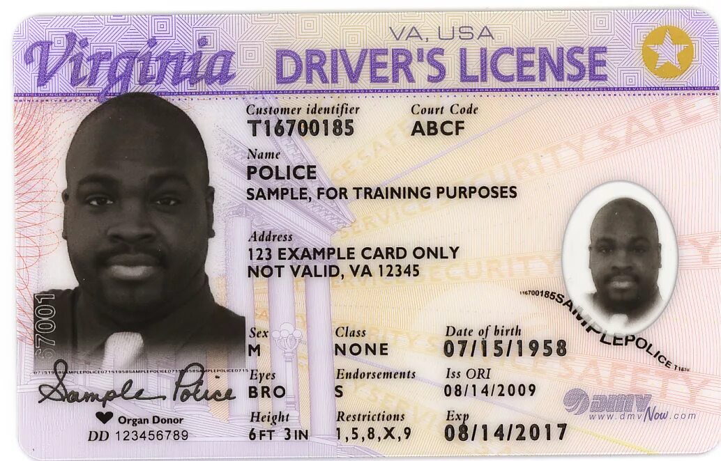 Driver s license. Virginia Driver License. Sample Driver's License.