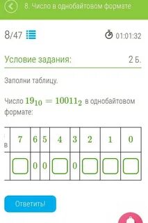 Однобайтовый формат числа