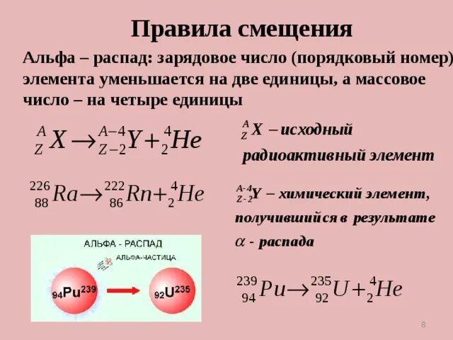 Элемент испытал альфа распад. Альфа и бета распад правило смещения. Альфа распад ядра формула. Правило смещения для Альфа распада. Альфа бета Альфа бета распад.