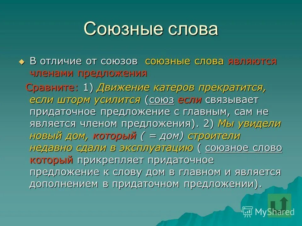 К союзным словам относятся