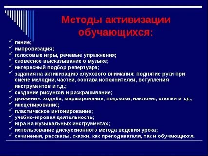 Активизация внимания на уроке приемы