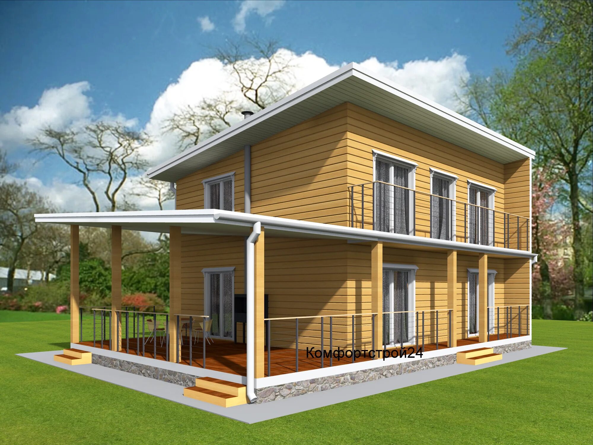 Проект двухэтажного каркасного дома с односкатной крышей Modern Style House Plan 2 Beds 2 Baths 1165 Sq/Ft Plan #25-4364 Vacation house