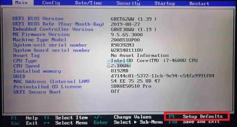Bios default