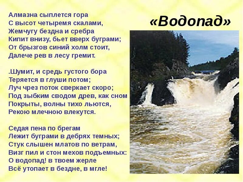 Стих Державина водопад. Державин Ода водопад Кивач. Державин на водопаде Кивач.