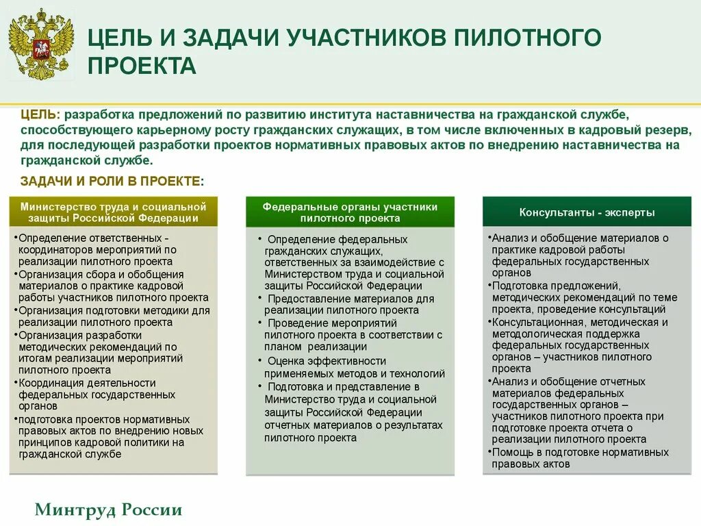 Анализ реализации мероприятий. Цели и задачи пилотного проекта. Цели и задачи наставничества. Задачи государственной службы. Наставничество на гражданской службе.