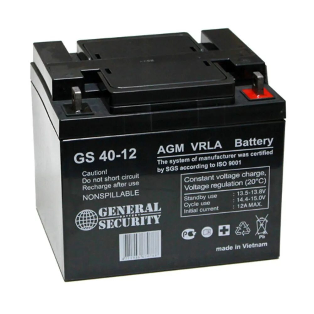 1 40 12 26. АКБ General Security GS 40-12. General Security GS 12-12, 12 Ач. Аккумулятор SF 12в 40ач. AGM GS 7.2-12 VRLA Battery.