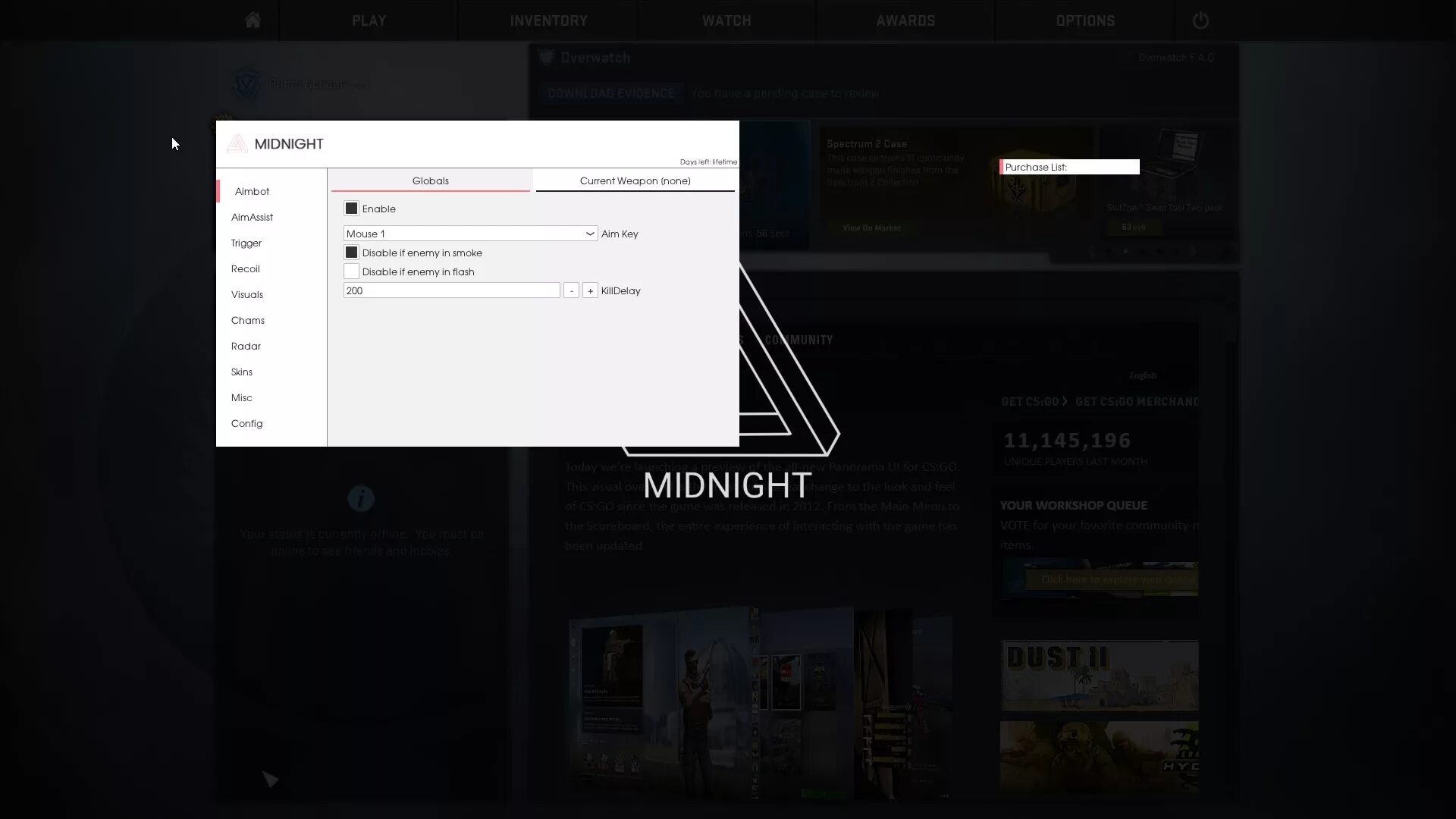 Кряк миднайт кс2. Миднайт кс. миднайт чит кс го. midnight читы. миднайт кс го меню.