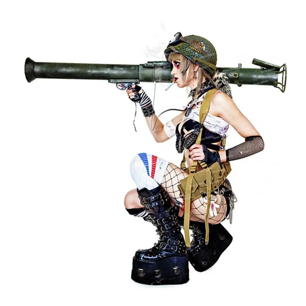 Bella bazooka. Девушка с базукой. Женщина с гранатометом. Девушка с гранатометом арт. Девочка с гранатометом.