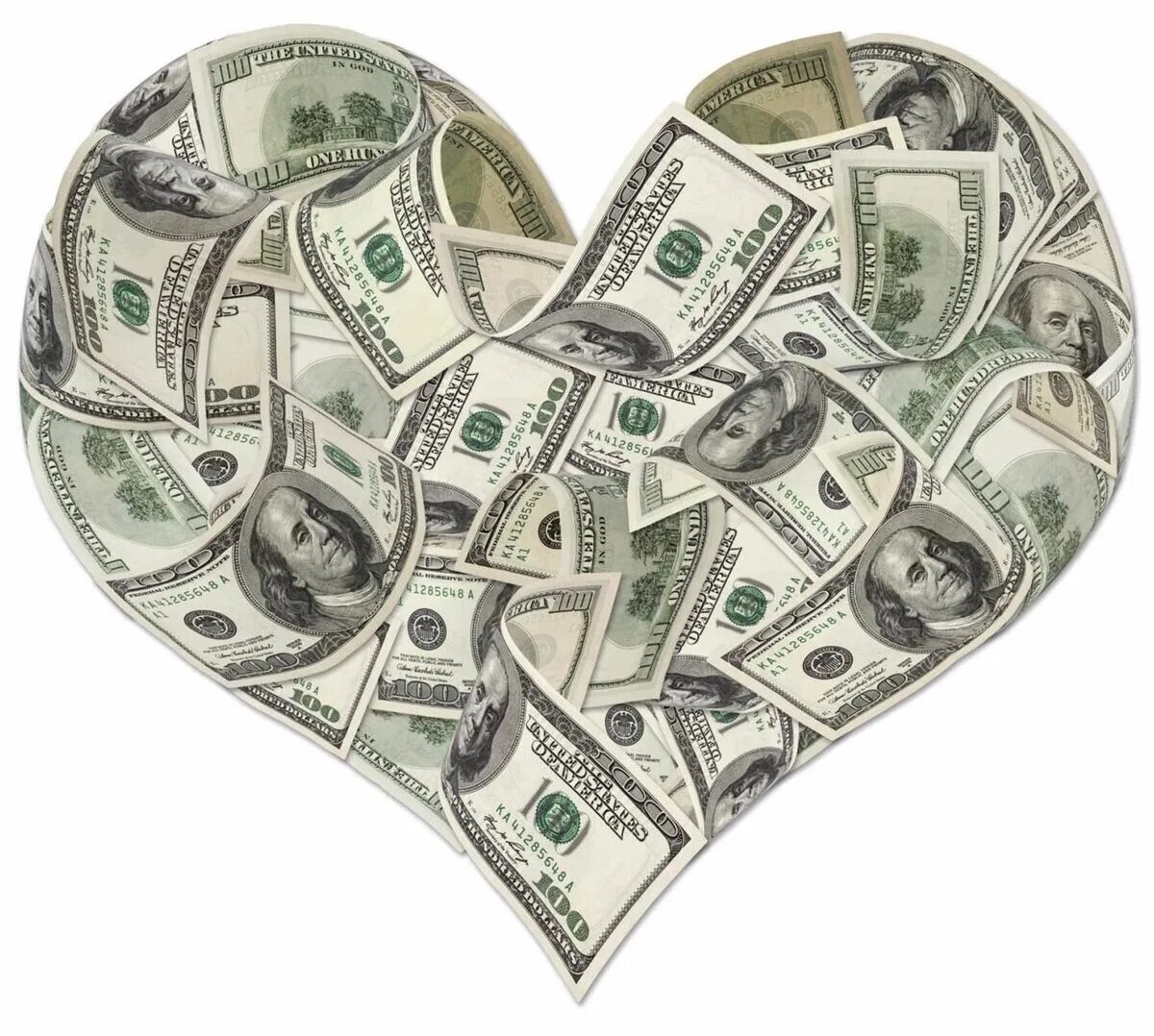 Деньги в виде сердца. Сердце из денежной купюры. Валентинка из денег. Сердце из денег