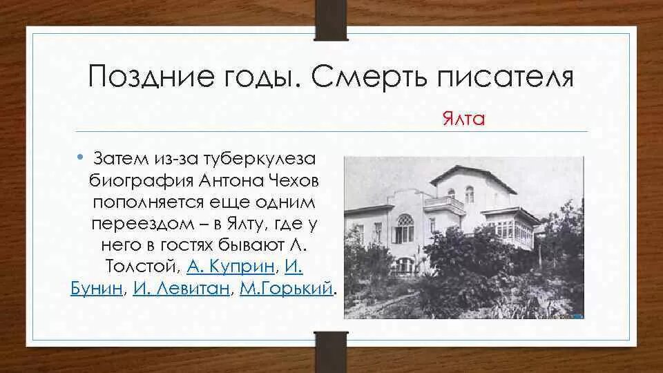 Чехов был поздний вечер. Последние годы жизни Чехова. Чехов в Ялте кратко.