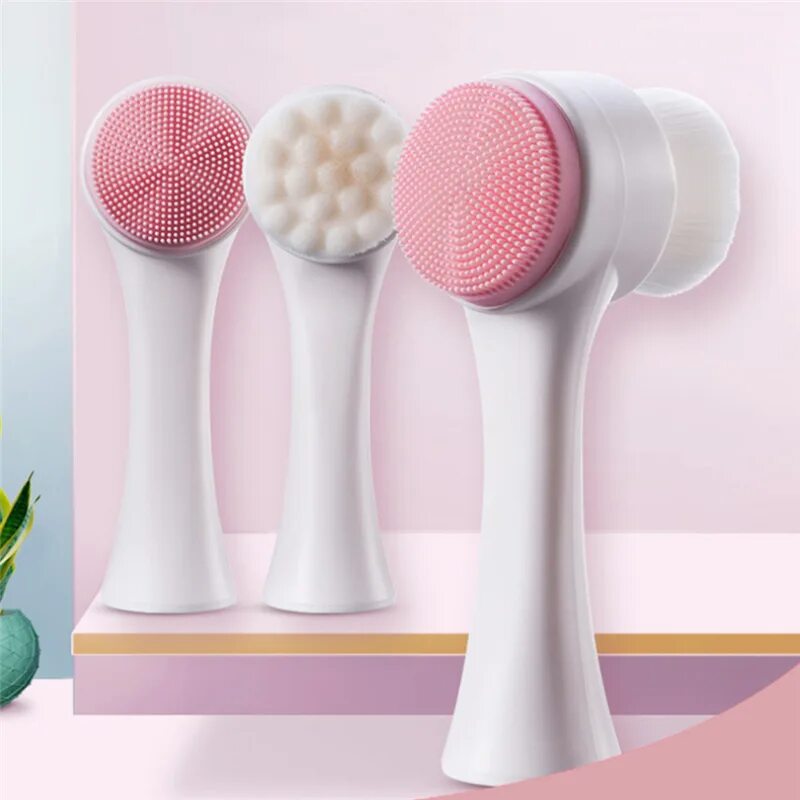 Щеточка для умывания Silicone Cleansing Brush. Щетка для умывания 3d Double-Sided (силиконовая). Массажер для лица (щеточка для умывания), цвет микс. Lovely Skin щетка для умывания.