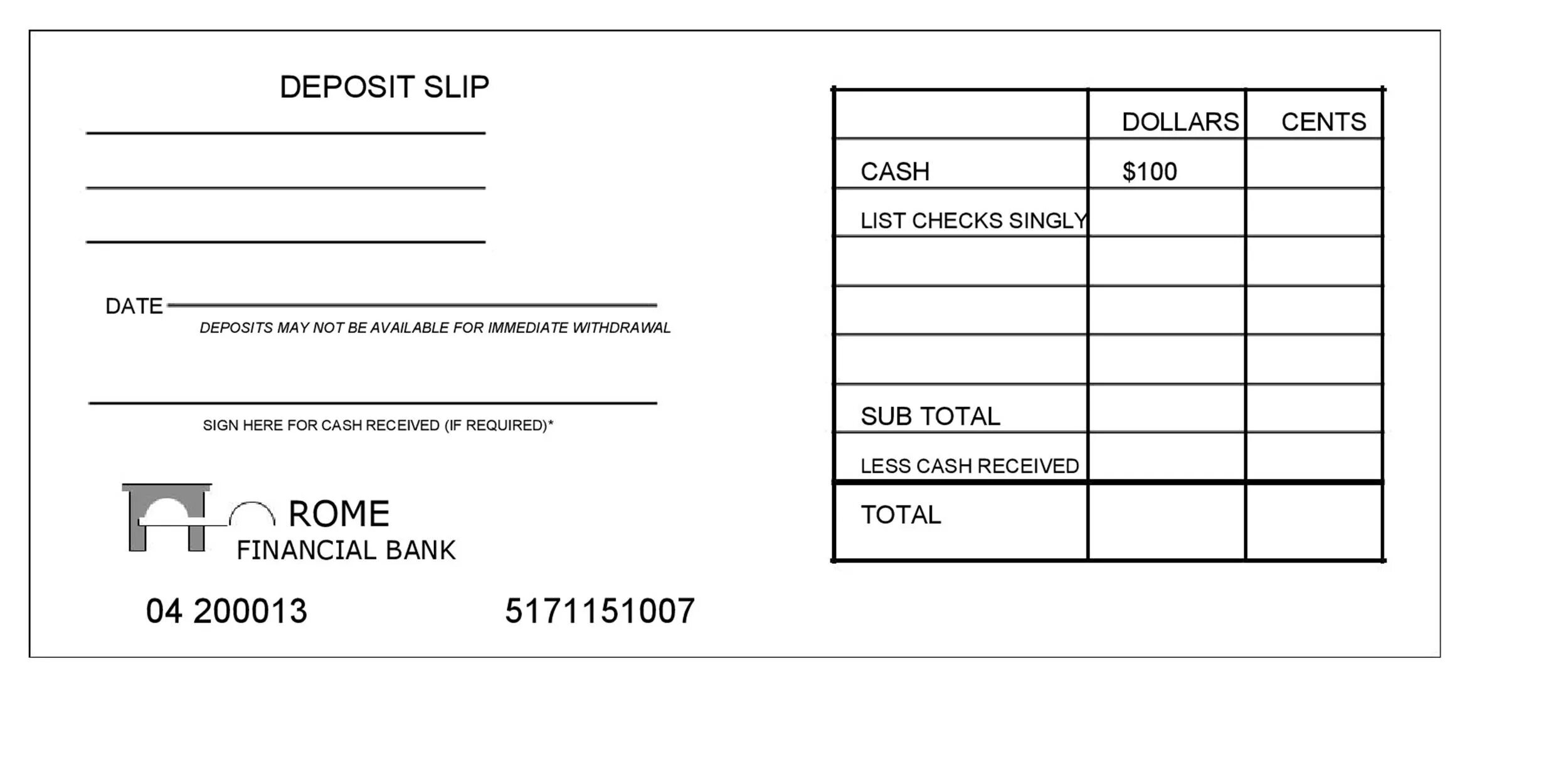 Deposit Slip. Bank deposit. Слип что это такое в банке. Bank slip