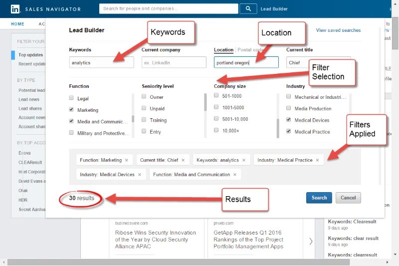 LINKEDIN sales Navigator. LINKEDIN search Filters. Lead-in/lead-out values. LINKEDIN sales POSCO Nuremberg. Device result