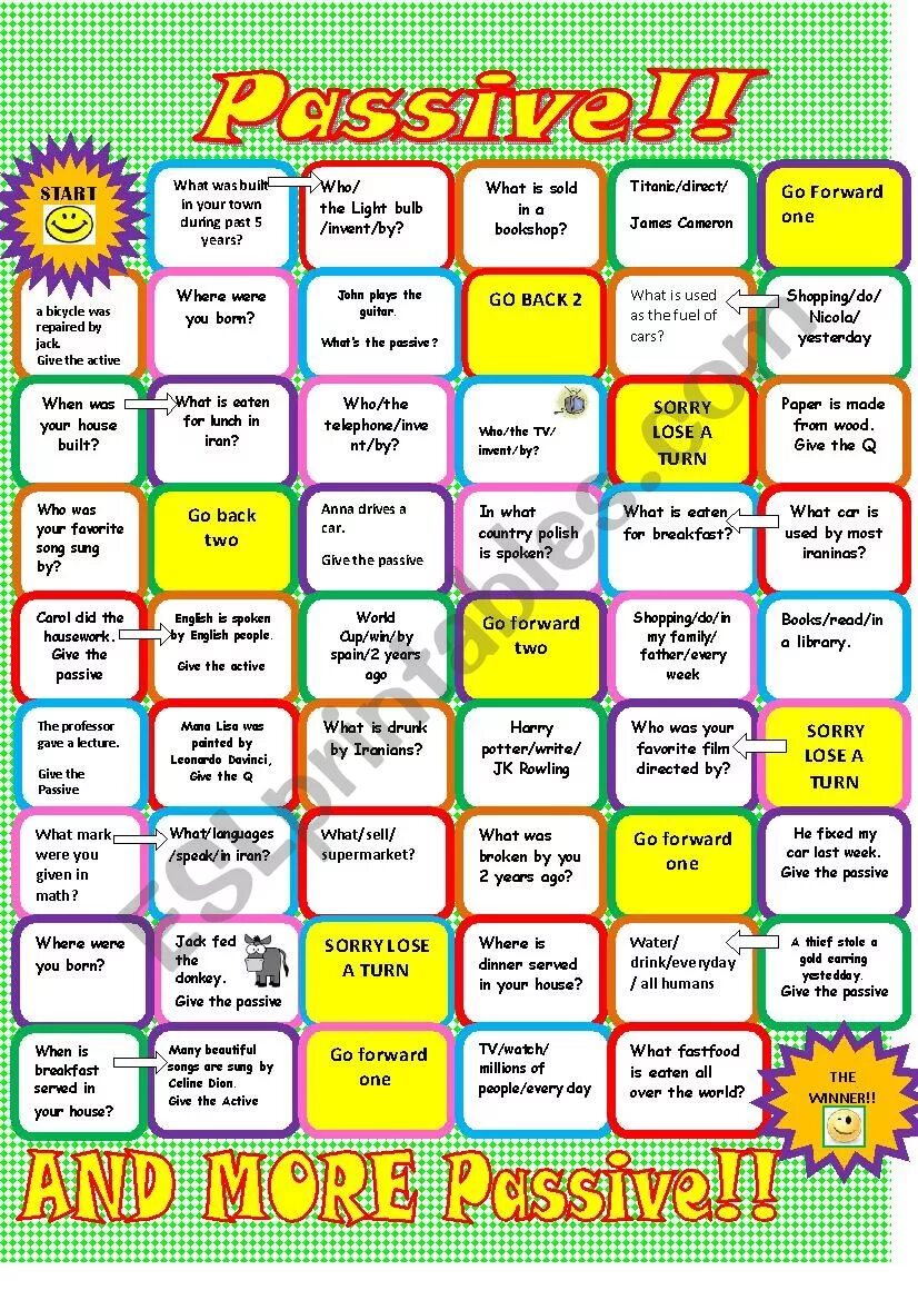 Present simple passive speak. Present simple Passive Board game. Passive Voice Board game. Passive ESL Board game. Past simple игра.