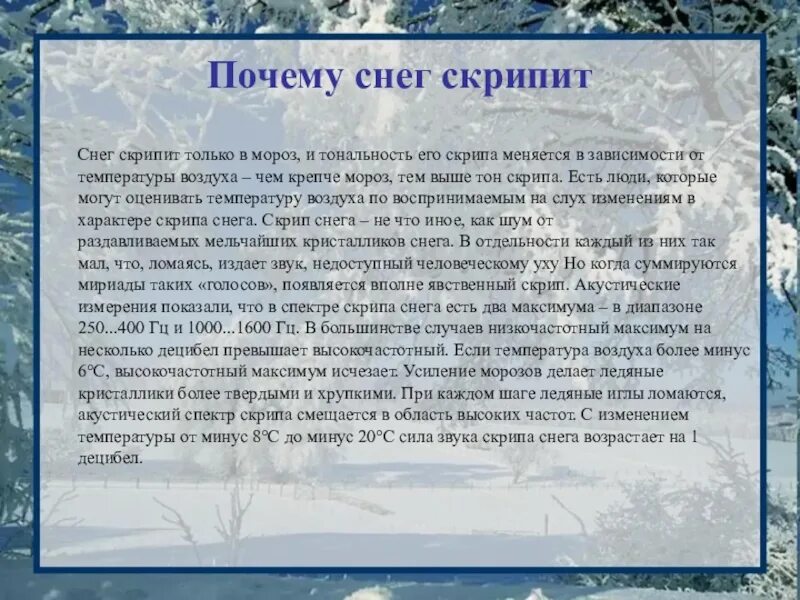 Почему я хрущу. Текст на тему снег. Рассказ про снег. Рассуждение о снеге. Описание снега.