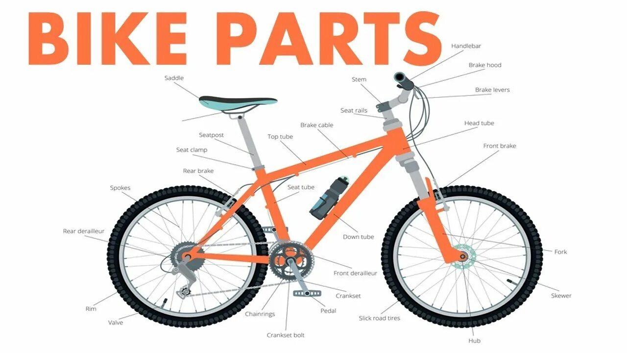 Bike с английского на русский. Части велосипеда на английском. Bicycle Parts in English. Parts of a Bike in English. Название частей велосипеда на английском.