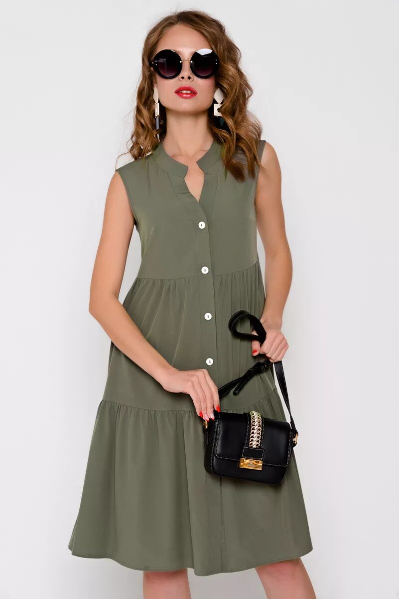 Стиль в цвете хаки в одежде. Платье защитного цвета. Летнее платье. Образы с юбкой цвета хаки. Лето цвета хаки.