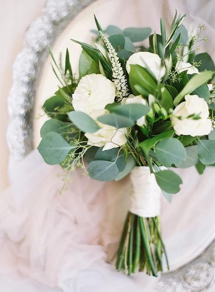 cream & green, lily of the valley, tulips, ranunculus, callas, roses Flowers bou