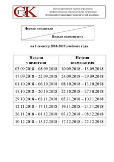 Числитель и знаменатель в расписании