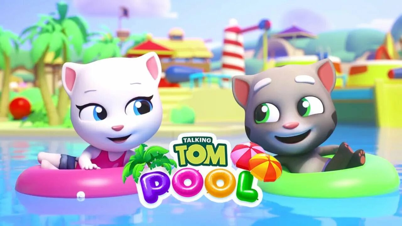 Talking tom gameplay. Том Pool Анджела. Бласт парк Анджела. Talking Tom Pool том. Аквабайк Тома 1.