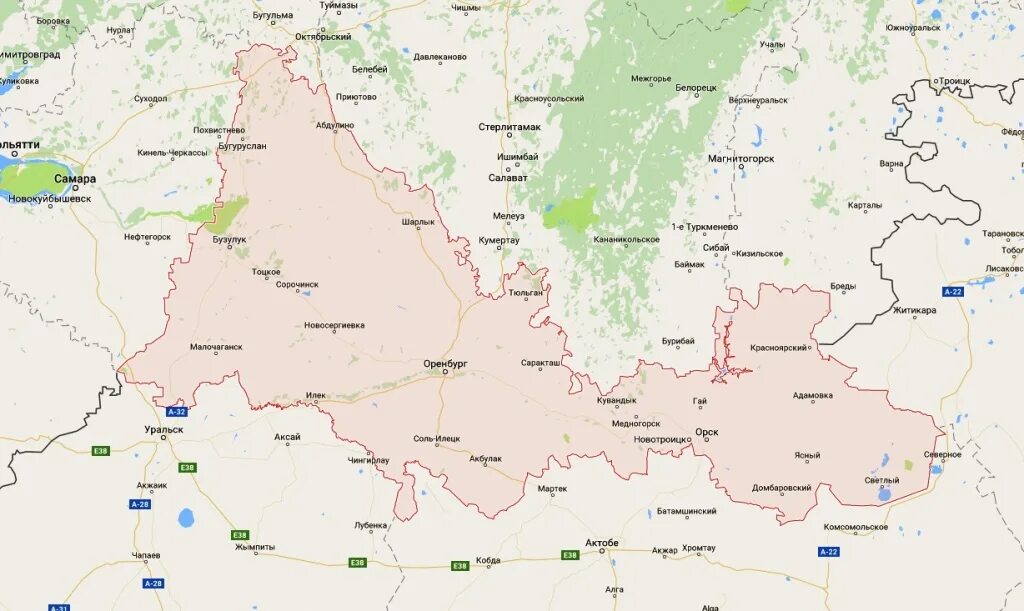 Оренбург бывший казахстан. Карта с границей казахстана с оренбургской обл.