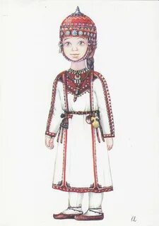 Раскраска удмуртский костюм