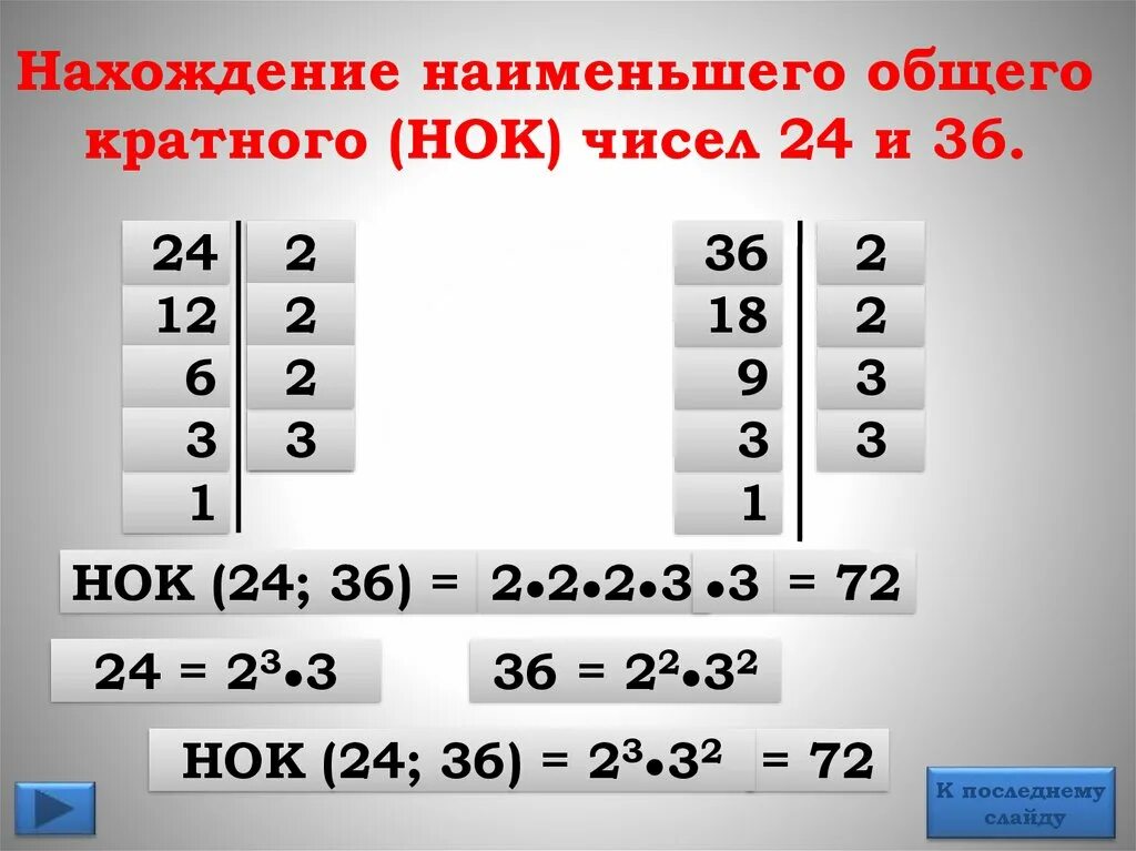 Общие делители чисел 40 и 65