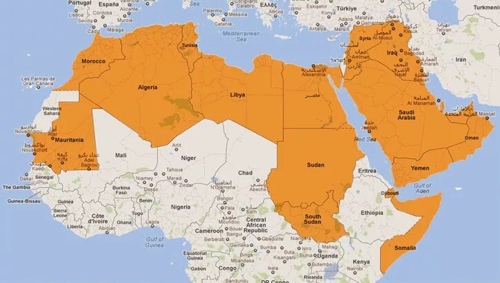 Арабские государства на карте