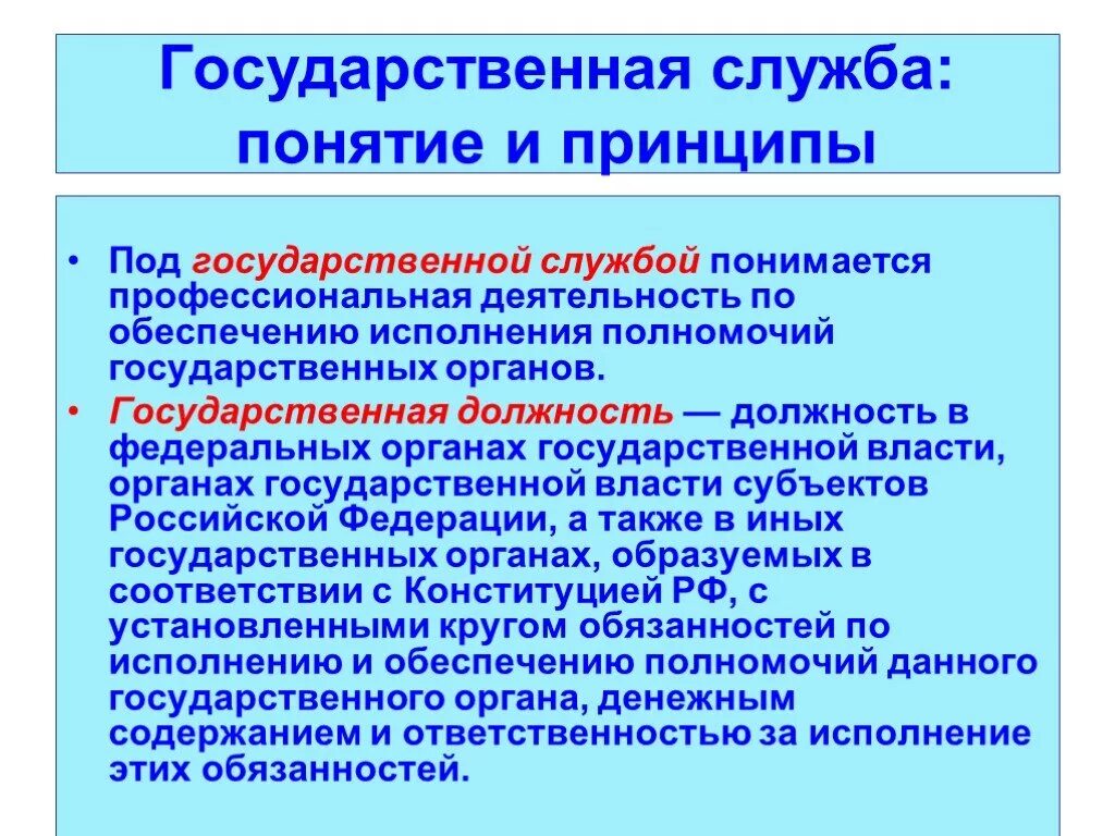 Что понимается под государственной службой