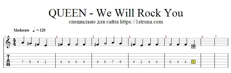 На лабутенах аккорды. Квин табы для гитары. Queen we will Rock you табы на одной струне. We will Rock you табы для гитары. Квин табы гитара we will Rock you.