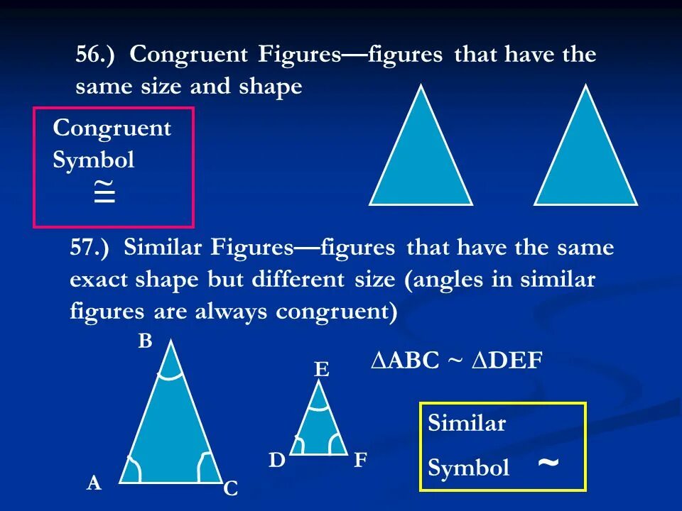 Objects that are the same shape. Congruent. congruent shapes. congruent circles. is congruent to.