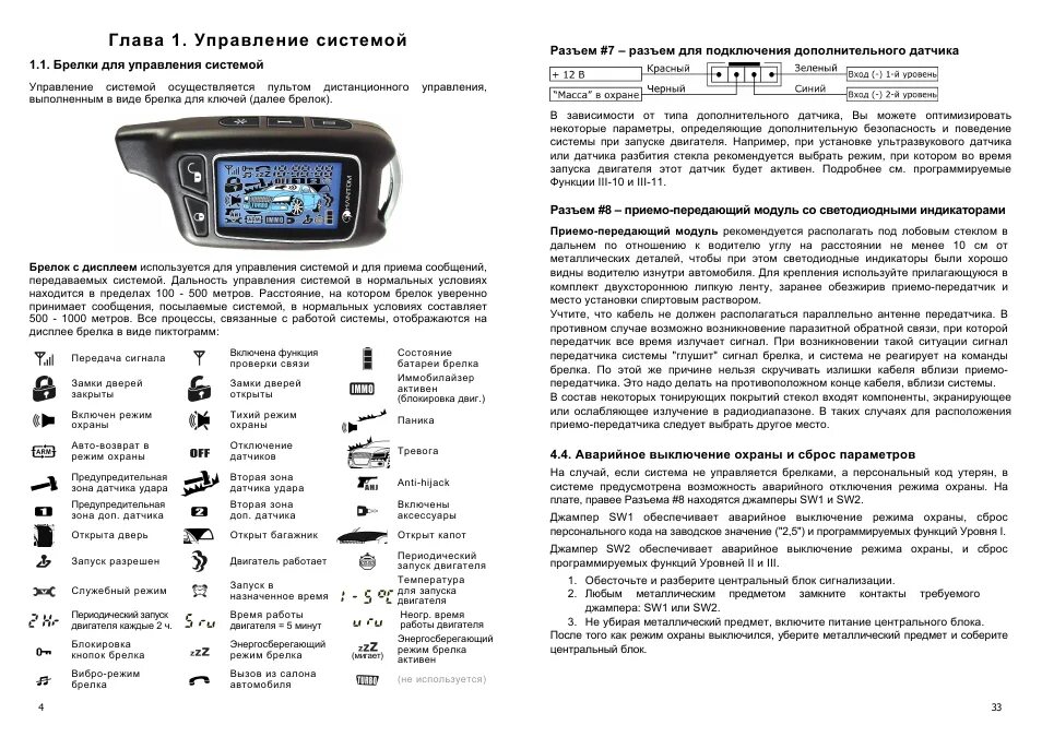 Инструкция сигнализация по фото