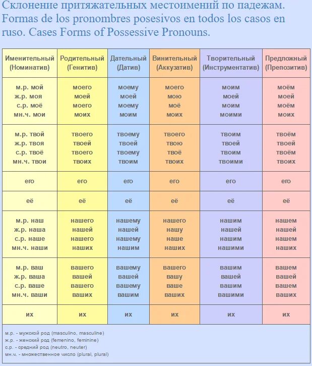 Местоимение какой в дательном падеже. Склонение притяжательных местоимений таблица. Склонение притяжательных местоимений в русском языке таблица. Притяжательные местоимения в русском языке таблица по падежам. Притяжательные местоимения склонение по падежам в русском языке.
