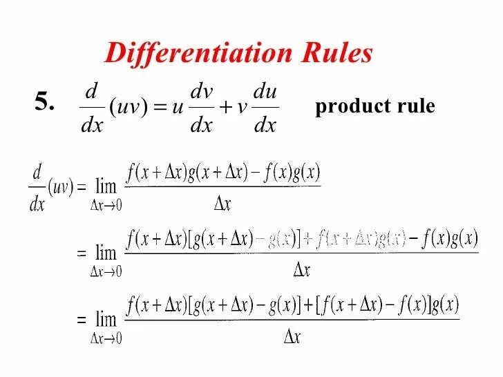 Product rule. Derivative Rules. Derivative of Multiplication. Product Rule of differentiation. Derivative of product.