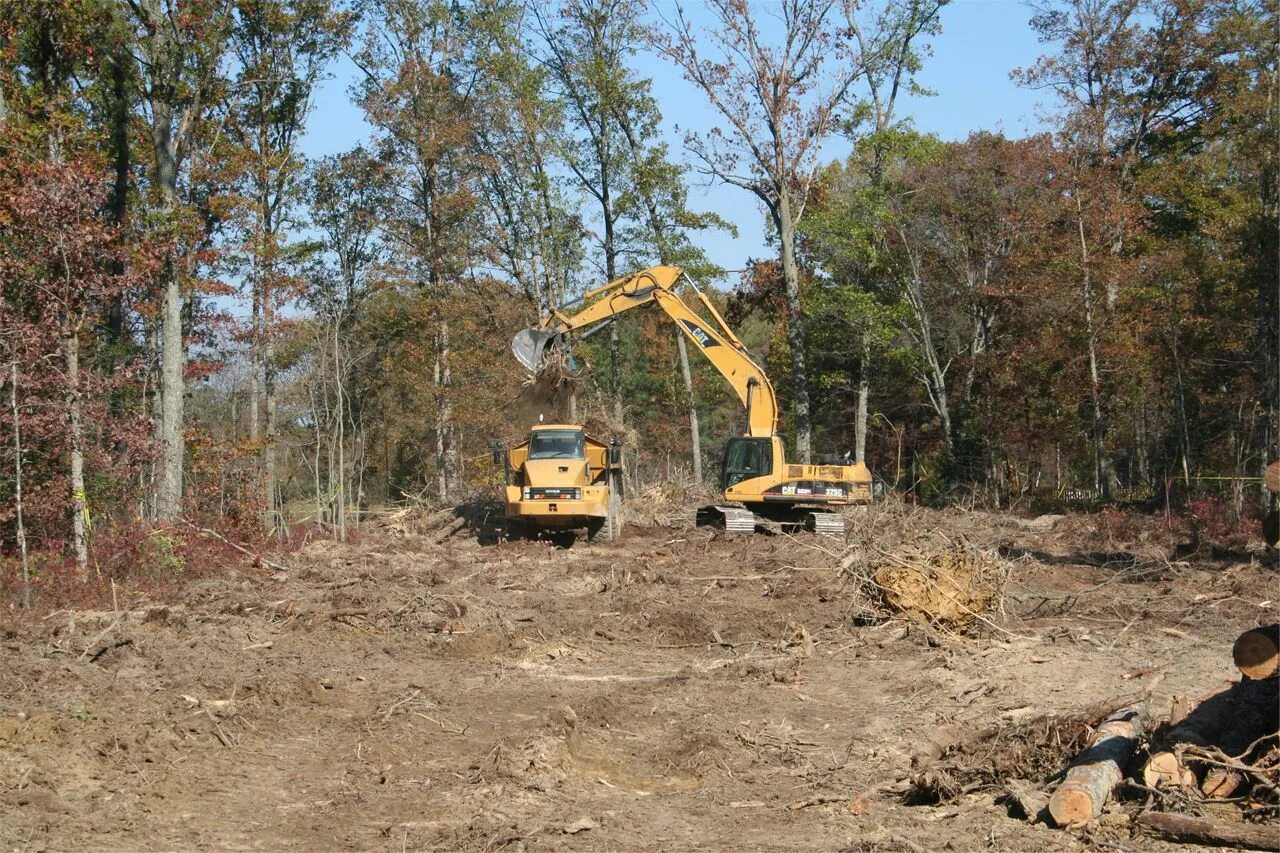 Clearing land. Расчистка участка. Подготовка участка к строительству. Отсыпка участка. Отсыпка участка и корчевка.