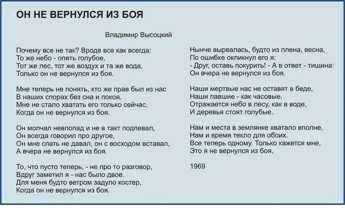 Стихотворение он не вернулся из боя. Он вчера не вернулся из боя высоцкий текст. владимир высоцкий он не вернулся из боя стих. владимир высоцкий он не вернулся из боя текст. только он не вернулся из боя текст.