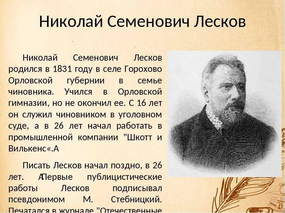 Н С Лесков. Сообщение о Николае Семеновиче Лескове.