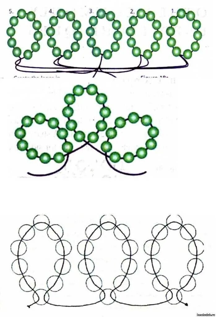 Петельная техника плетения бисером схемы. Как плести Колечки из бисера для начинающих поэтапно. Схема низание петлями. Петельное плетение бисером схемы.